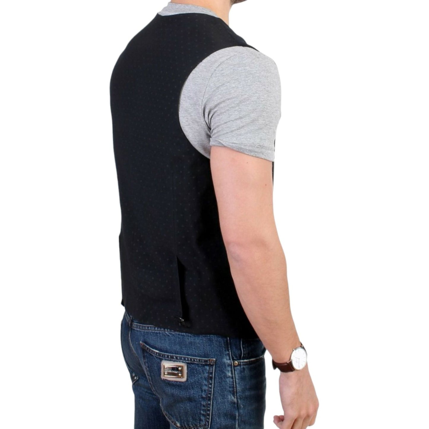 Costume National Elegant Black Wool Blend Casual Vest Costume National Dark Slate Gray