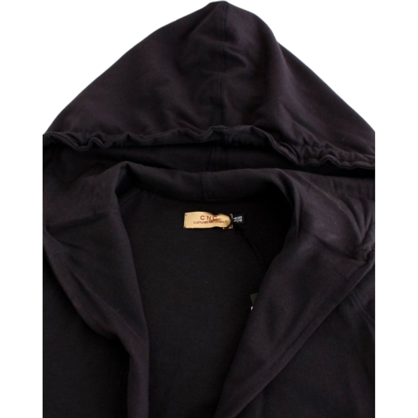Costume National Elegant Blue Hooded Cotton Sweater Costume National Black