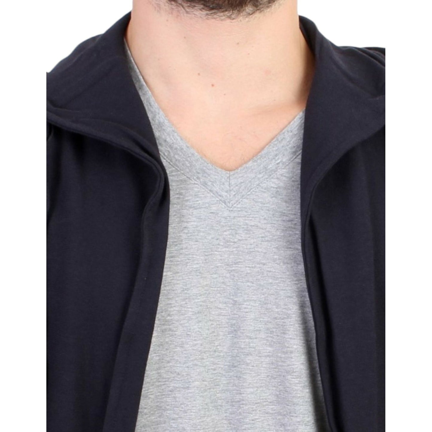 Costume National Elegant Blue Hooded Cotton Sweater Costume National Dark Slate Gray