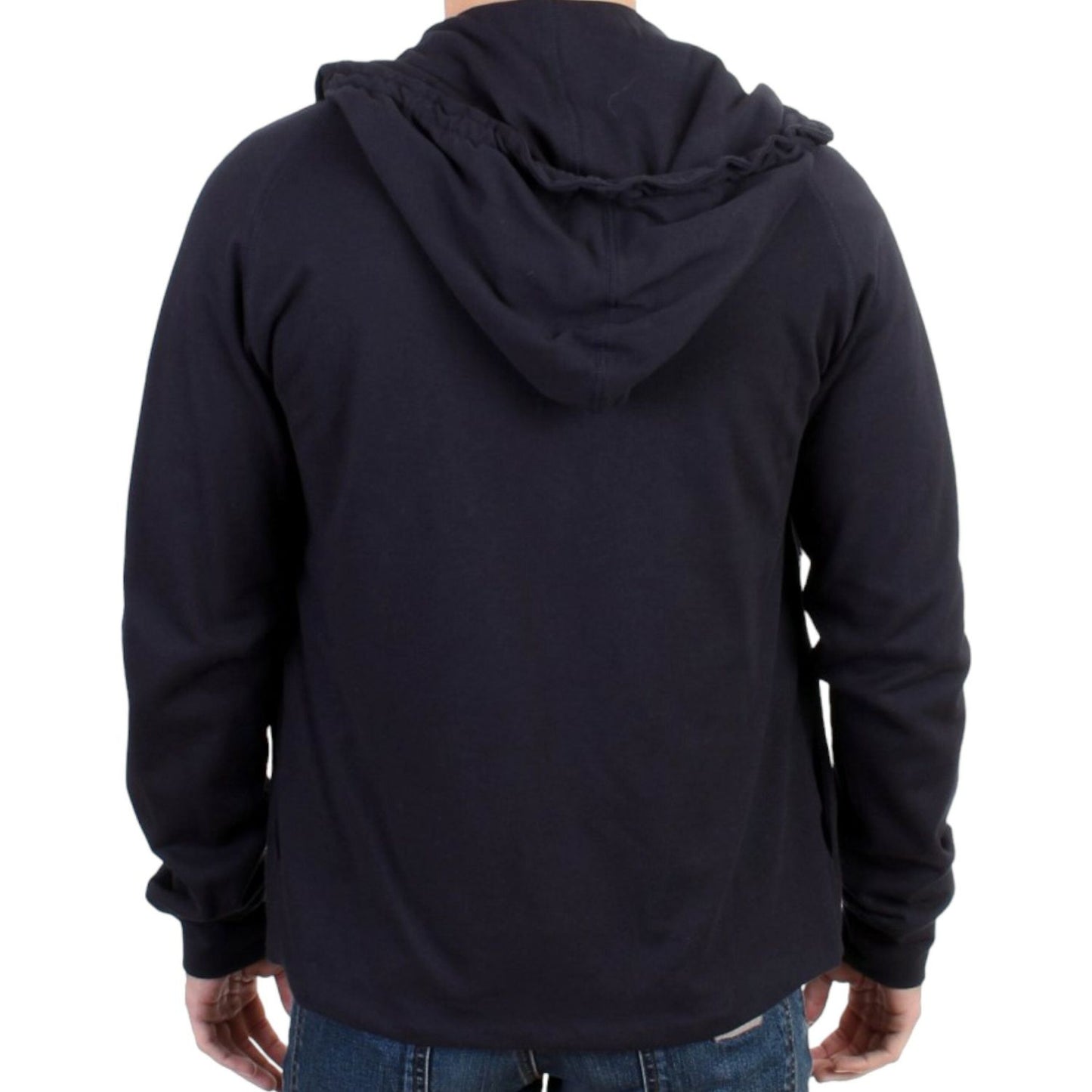 Costume National Elegant Blue Hooded Cotton Sweater Costume National Black