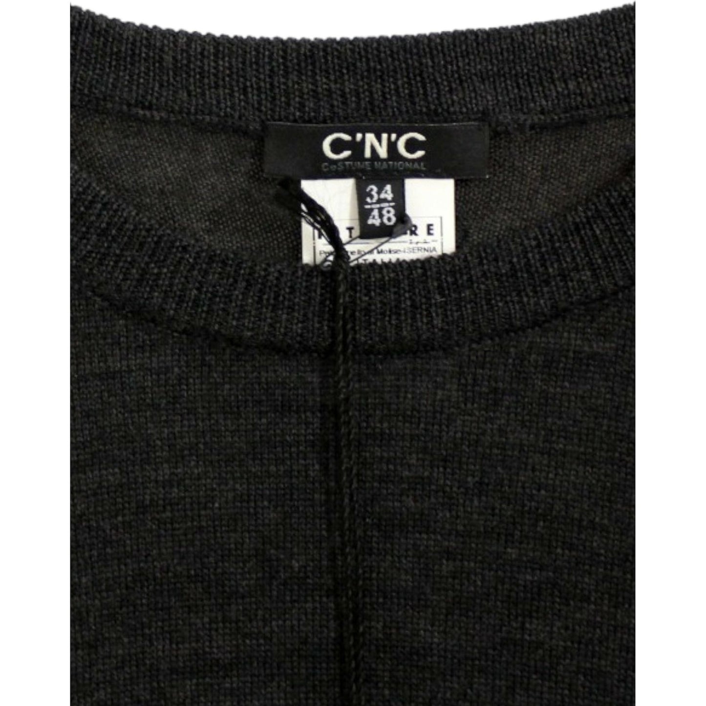 Costume National Elegant Gray Crewneck Sweater Pullover Costume National Black