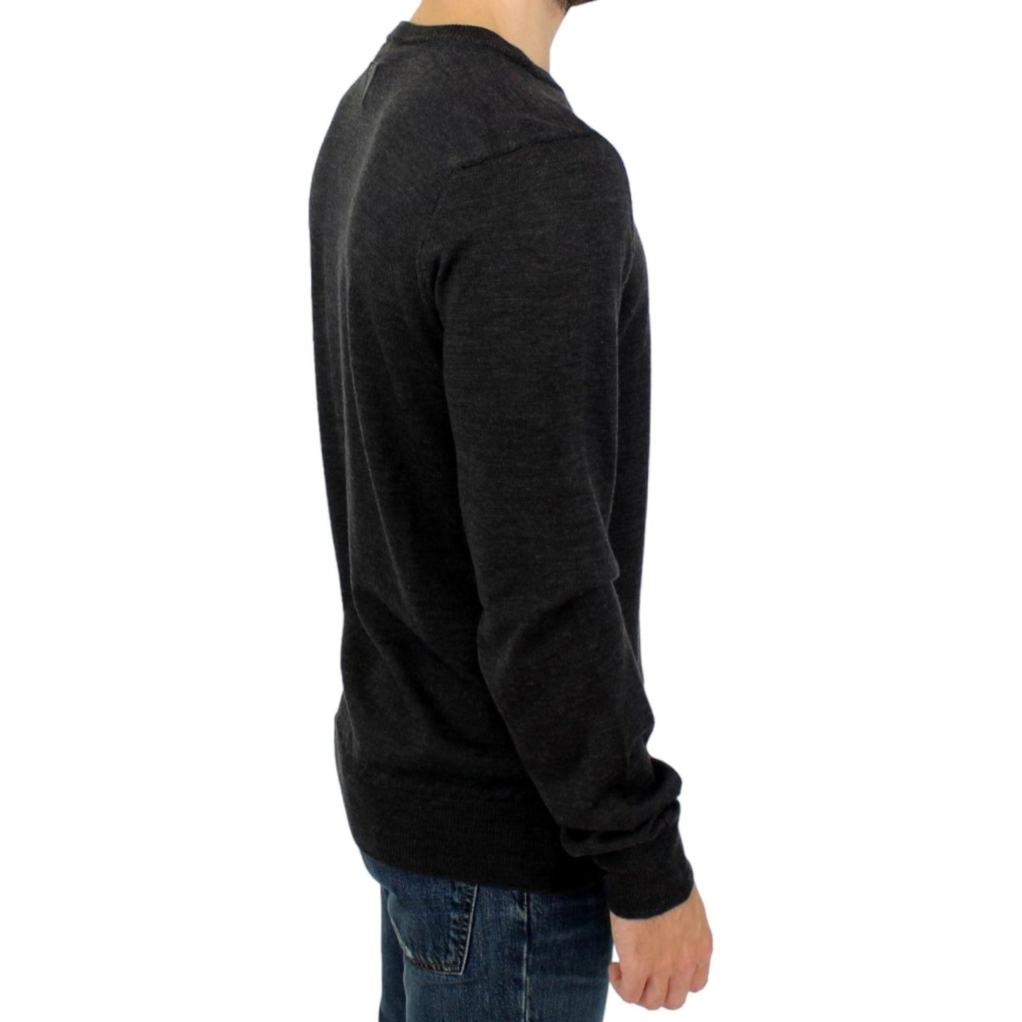 Costume National Elegant Gray Crewneck Sweater Pullover Costume National Black