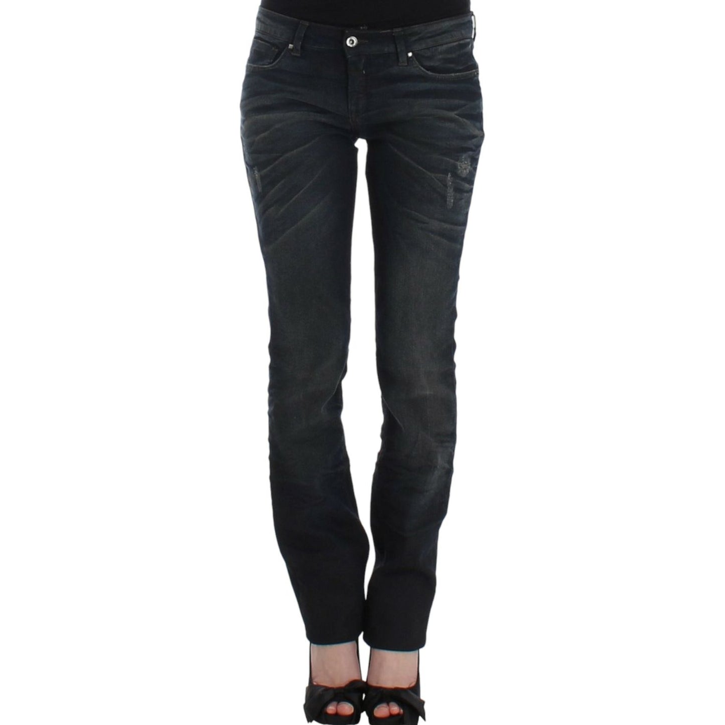 Costume National Chic Superskinny Blue Denim Jeans Costume National Dark Slate Gray