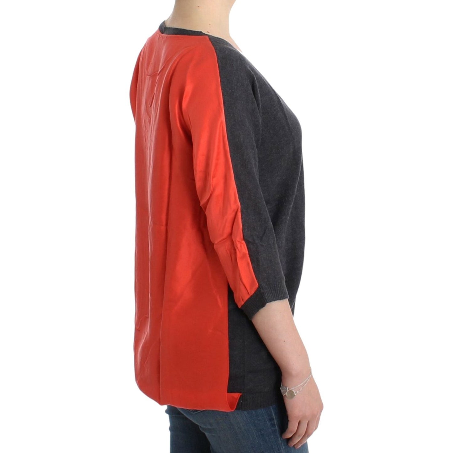 Costume National Chic V-Neck Alpaca Blend Short Sleeve Sweater Costume National Dark Slate Gray