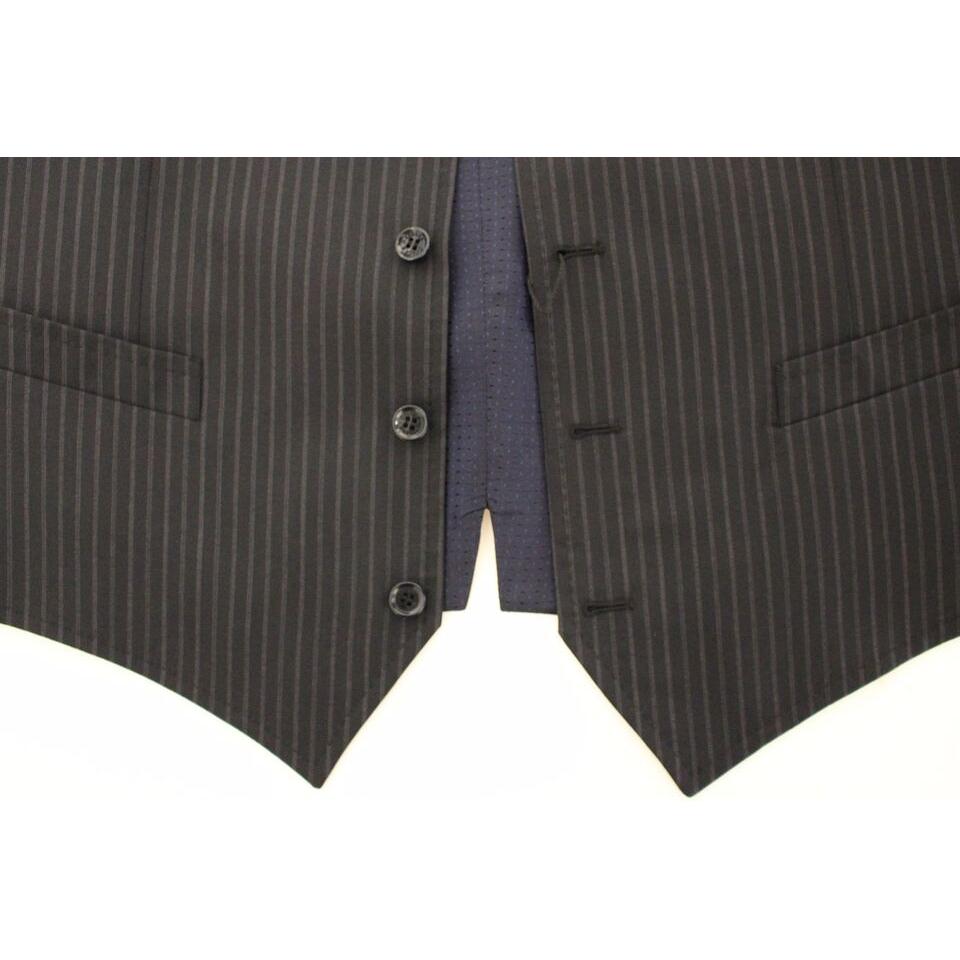 Dolce & Gabbana Elegant Gray Striped Dress Vest Dolce & Gabbana Dark Slate Gray