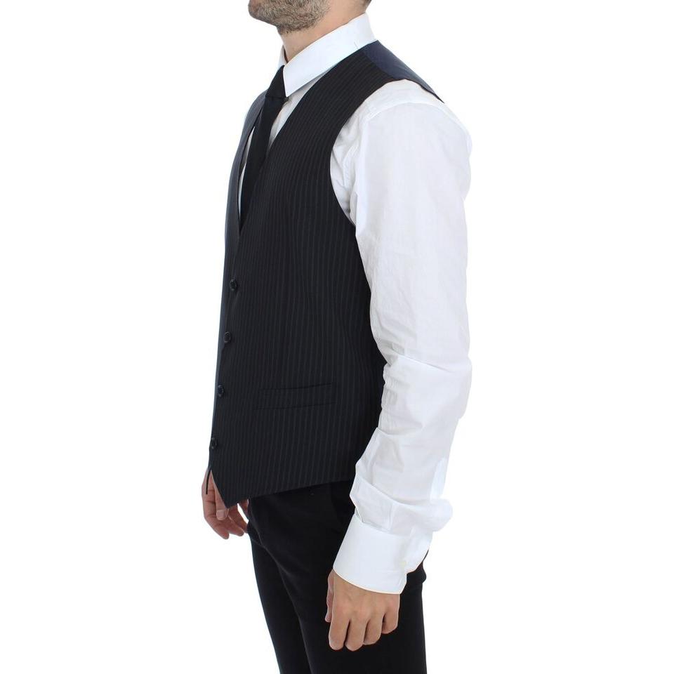 Dolce & Gabbana Elegant Gray Striped Dress Vest Dolce & Gabbana Dark Slate Gray