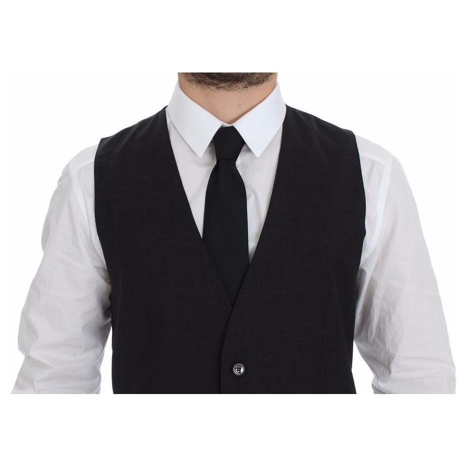 Dolce & Gabbana Sleek Gray Wool Dress Vest Dolce & Gabbana Black
