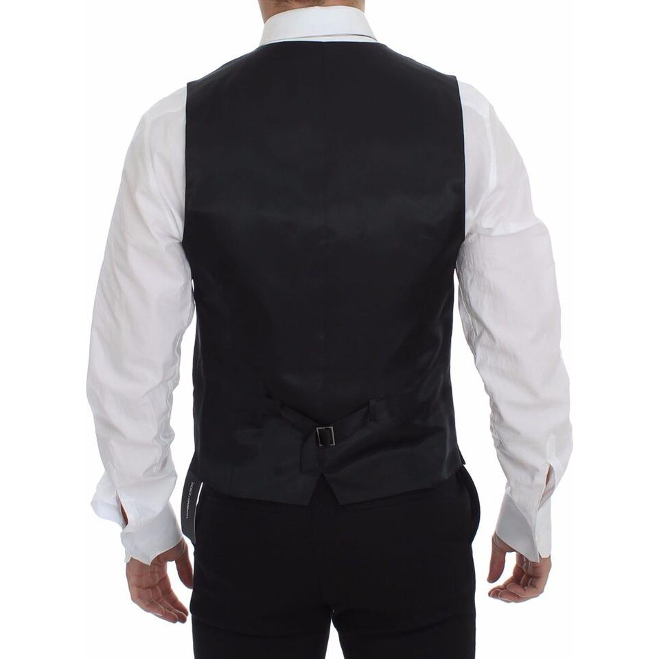 Dolce & Gabbana Sleek Gray Wool Dress Vest Dolce & Gabbana Black