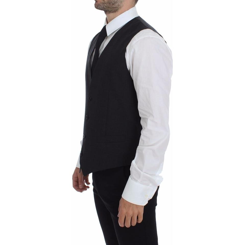 Dolce & Gabbana Sleek Gray Wool Dress Vest Dolce & Gabbana Light Gray