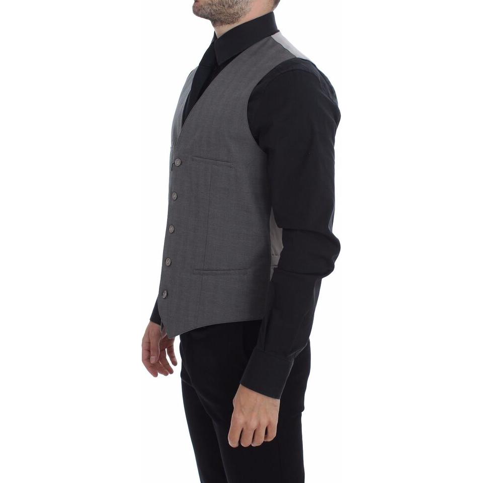 Dolce & Gabbana Elegant Gray Slim Fit Dress Vest Dolce & Gabbana Dark Slate Gray