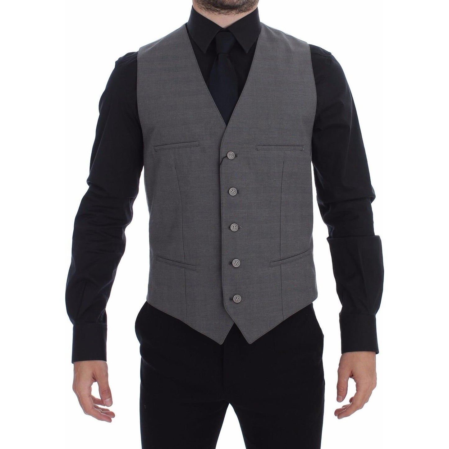 Dolce & Gabbana Elegant Gray Slim Fit Dress Vest Dolce & Gabbana Dark Slate Gray