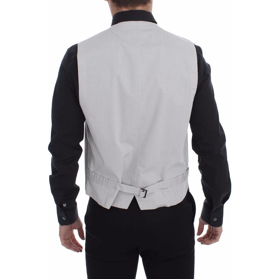 Dolce & Gabbana Elegant Beige Cotton Silk Dress Vest Dolce & Gabbana Black