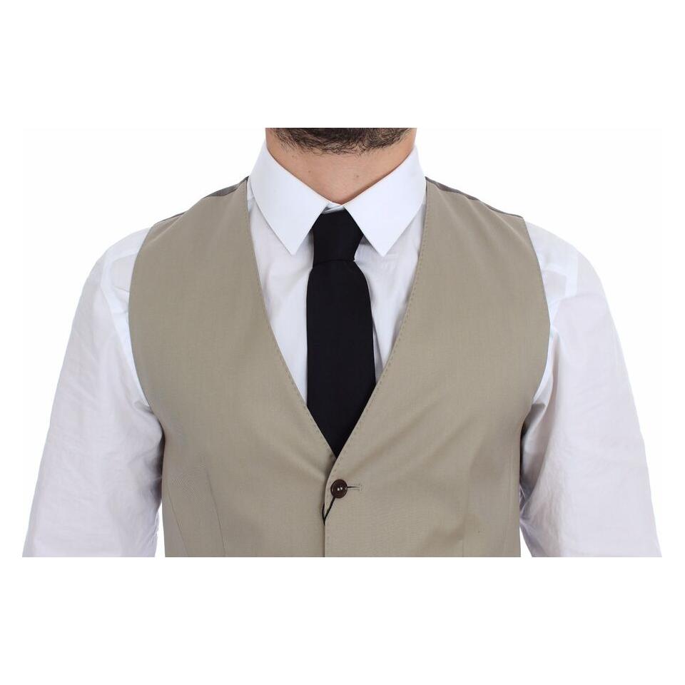 Dolce & Gabbana Elegant Beige Cotton Dress Vest Dolce & Gabbana Rosy Brown