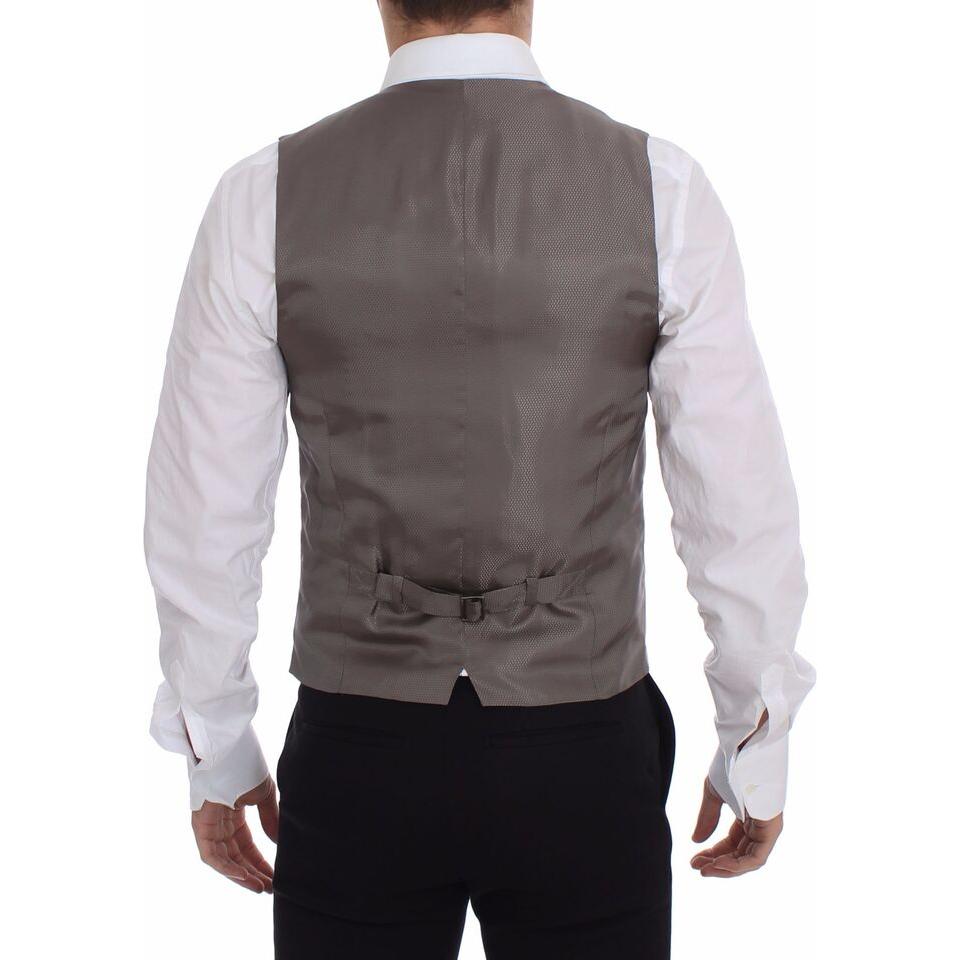 Dolce & Gabbana Elegant Beige Cotton Dress Vest Dolce & Gabbana Dim Gray