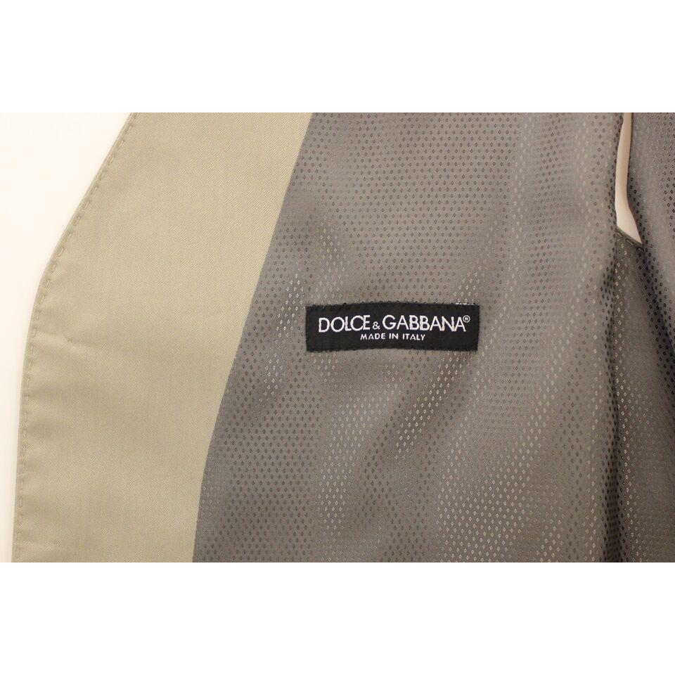 Dolce & Gabbana Elegant Beige Cotton Dress Vest Dolce & Gabbana Slate Gray