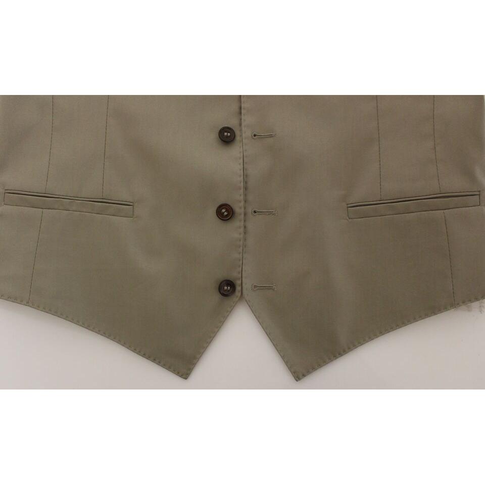 Dolce & Gabbana Elegant Beige Cotton Dress Vest Dolce & Gabbana Dim Gray
