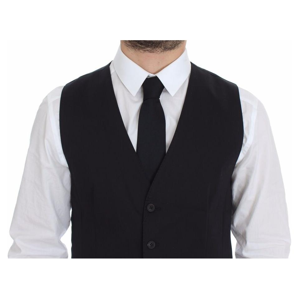 Dolce & Gabbana Elegant Blue Cotton Stretch Dress Vest Dolce & Gabbana Black