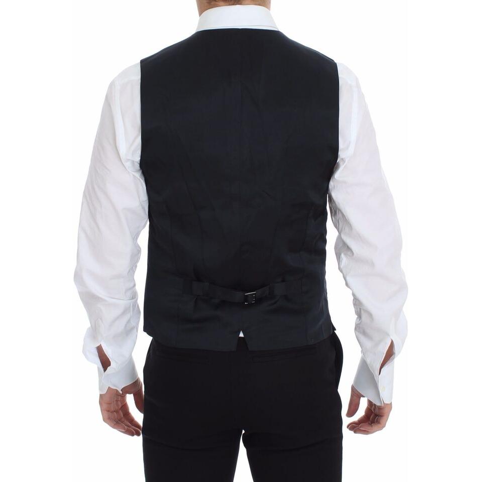 Dolce & Gabbana Elegant Blue Cotton Stretch Dress Vest Dolce & Gabbana Black