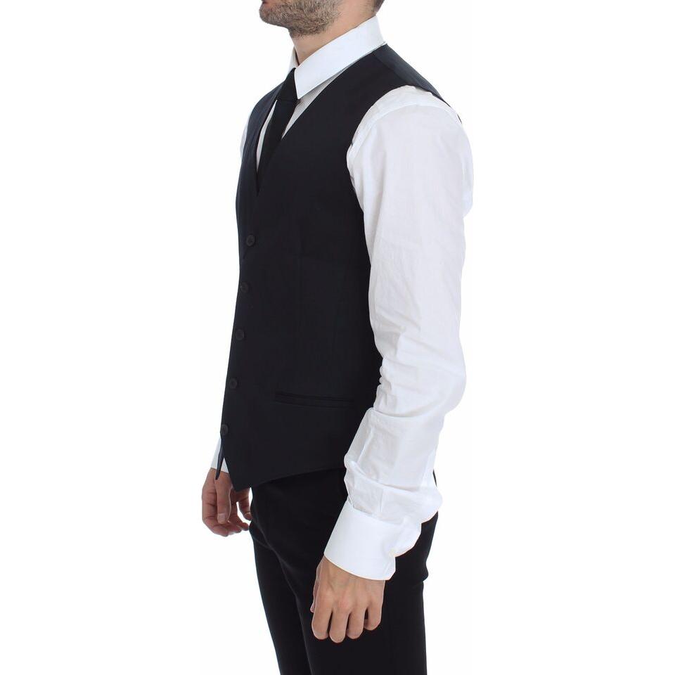 Dolce & Gabbana Elegant Blue Cotton Stretch Dress Vest Dolce & Gabbana Black