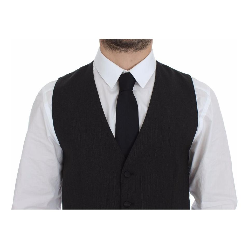 Dolce & Gabbana Elegant Gray Wool Stretch Dress Vest Dolce & Gabbana Black