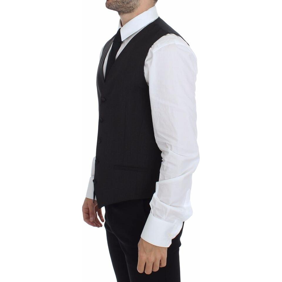 Dolce & Gabbana Elegant Gray Wool Stretch Dress Vest Dolce & Gabbana Light Gray