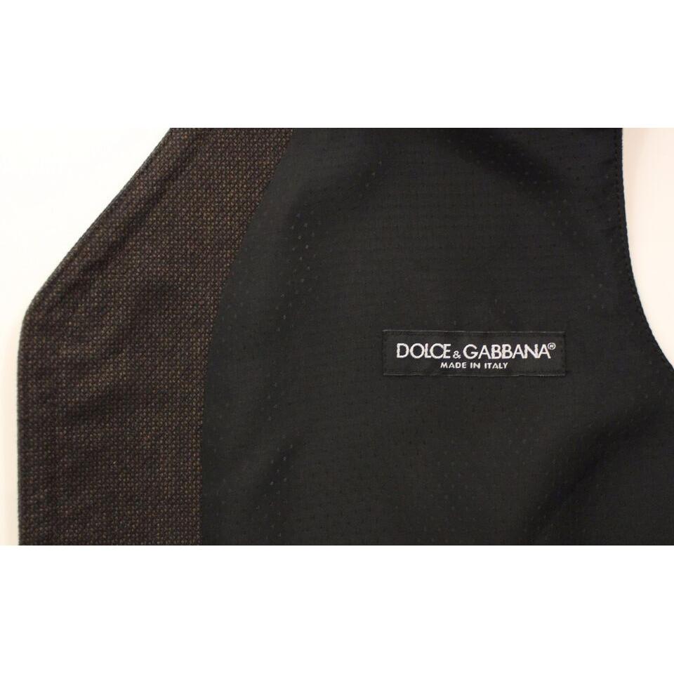 Dolce & Gabbana Elegant Brown Cotton Blend Dress Vest Dolce & Gabbana Dark Slate Gray
