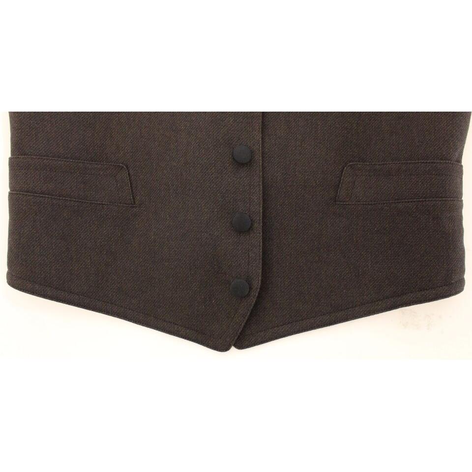 Dolce & Gabbana Elegant Brown Cotton Blend Dress Vest Dolce & Gabbana Dark Slate Gray