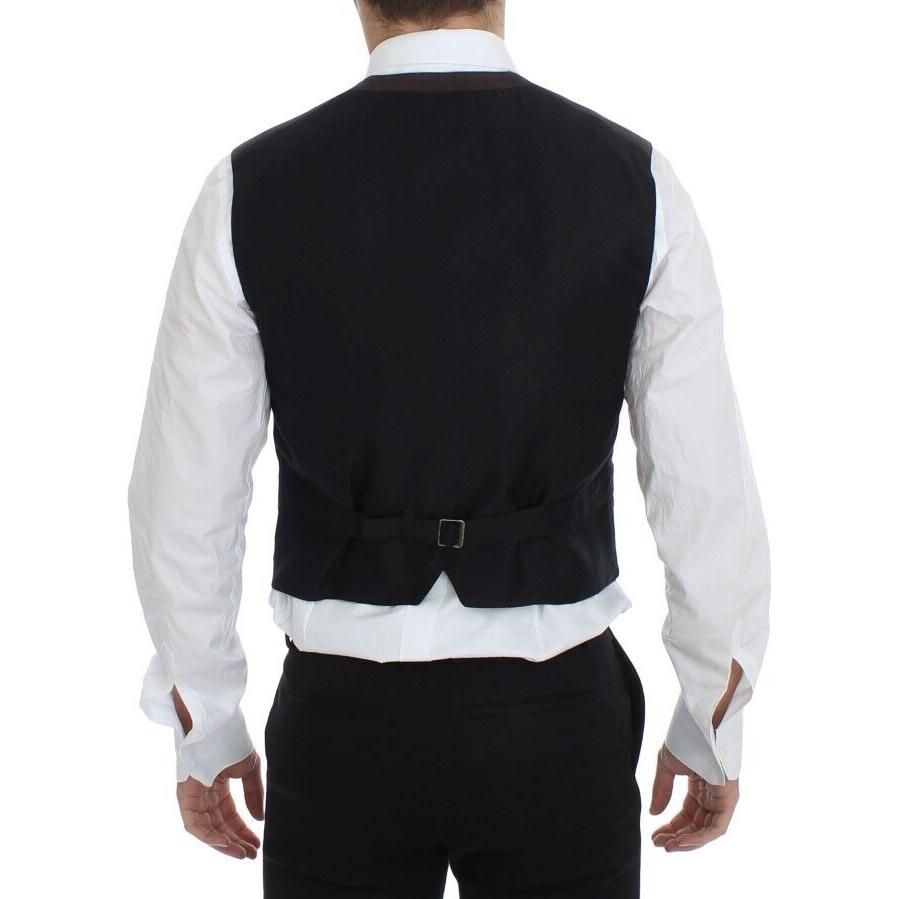 Dolce & Gabbana Elegant Brown Cotton Blend Dress Vest Dolce & Gabbana Black