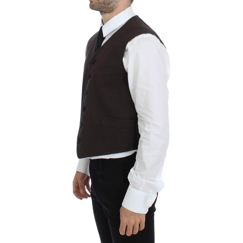 Dolce & Gabbana Elegant Brown Cotton Blend Dress Vest Dolce & Gabbana Dark Slate Gray