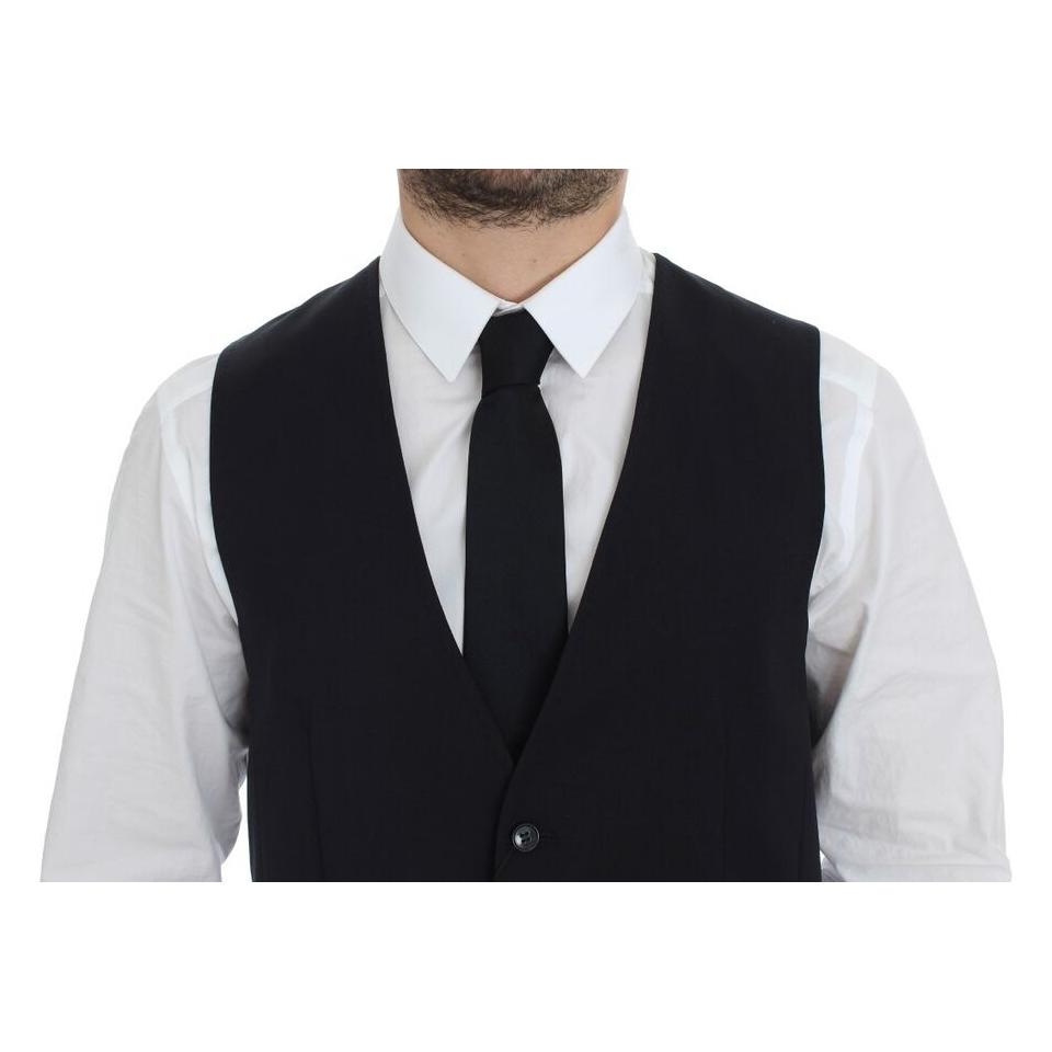 Dolce & Gabbana Elegant Blue Cotton Stretch Dress Vest Dolce & Gabbana Black