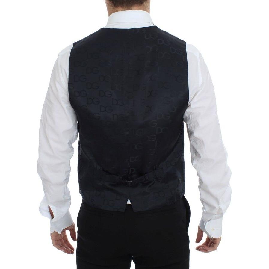 Dolce & Gabbana Elegant Blue Cotton Stretch Dress Vest Dolce & Gabbana Black