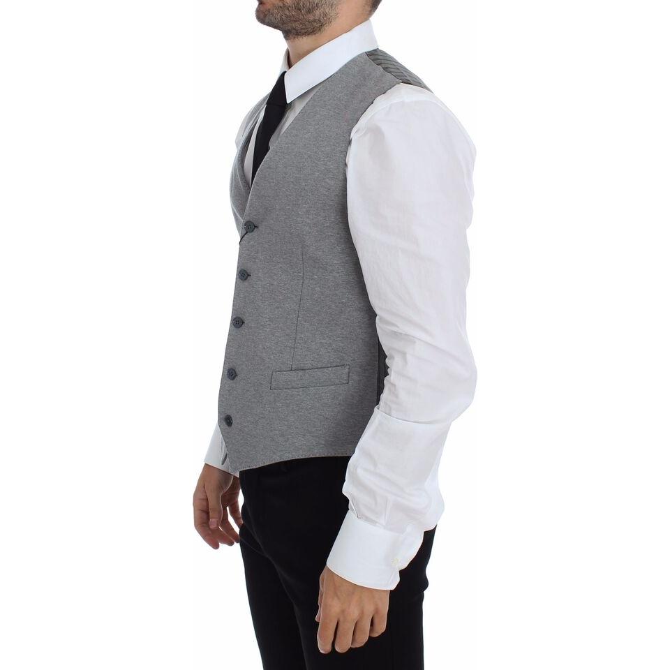 Dolce & Gabbana Elegant Gray Cotton Stretch Dress Vest Dolce & Gabbana Gray