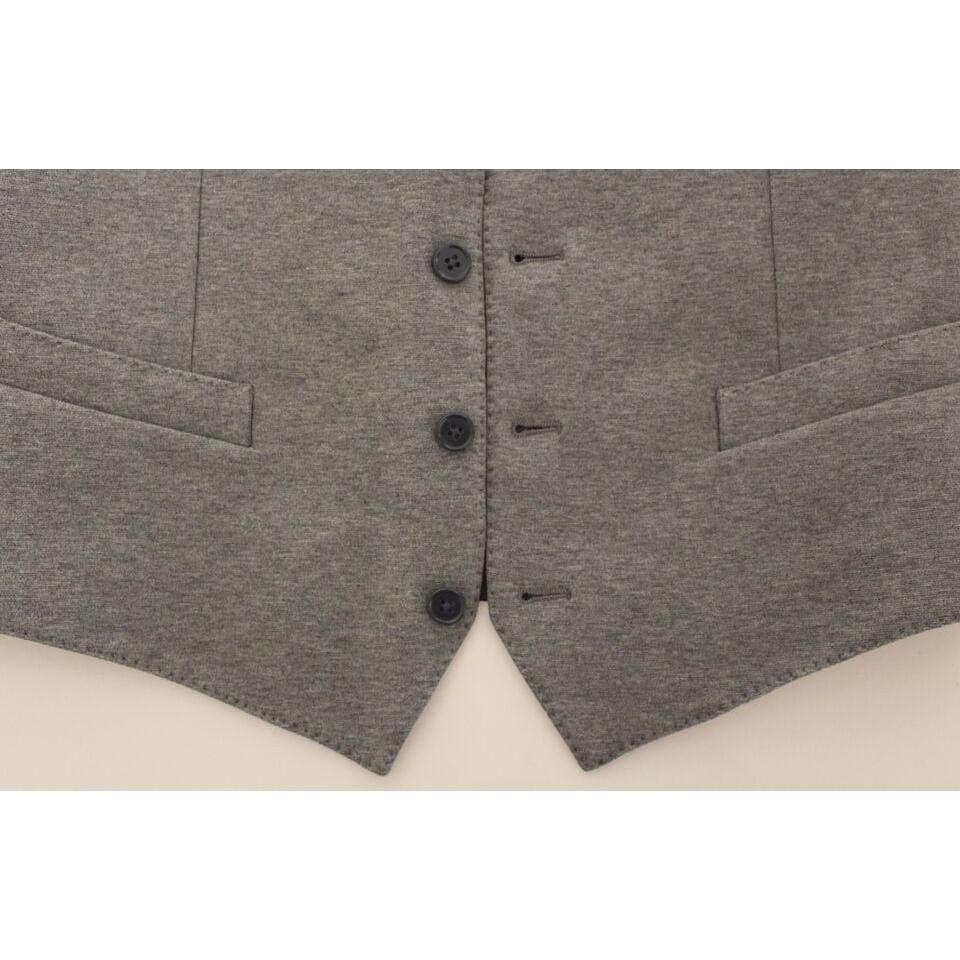 Dolce & Gabbana Elegant Gray Cotton Stretch Dress Vest Dolce & Gabbana Dim Gray
