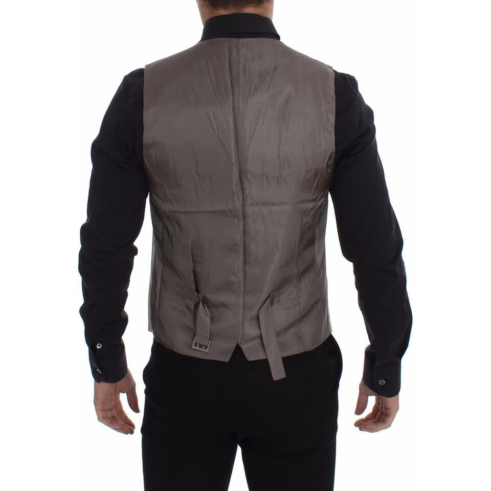 Dolce & Gabbana Elegant Beige Cotton Blend Dress Vest Dolce & Gabbana Dark Slate Gray