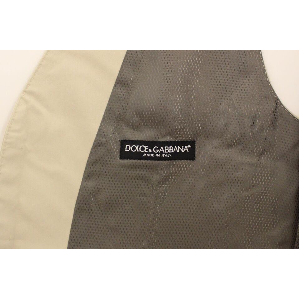 Dolce & Gabbana Elegant Beige Cotton Blend Dress Vest Dolce & Gabbana Dim Gray