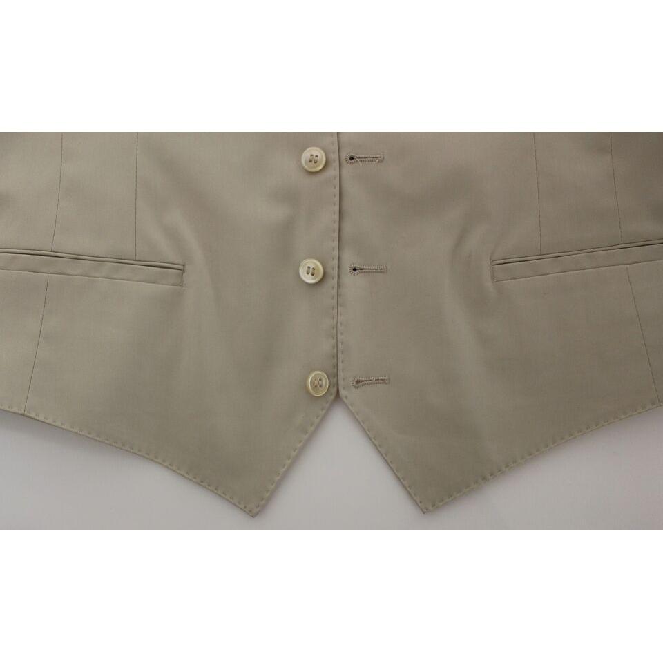 Dolce & Gabbana Elegant Beige Cotton Blend Dress Vest Dolce & Gabbana Slate Gray