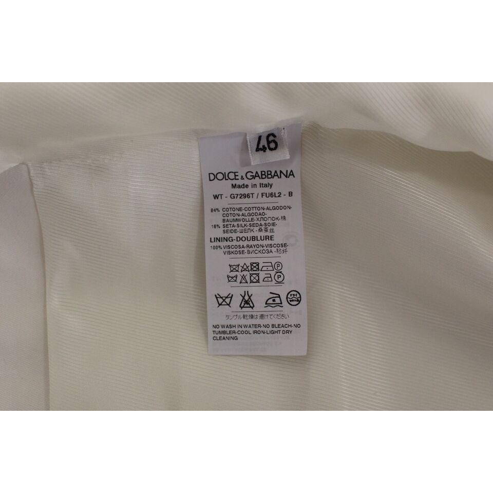 Dolce & Gabbana Elegant White Cotton Silk Dress Vest Dolce & Gabbana Light Slate Gray