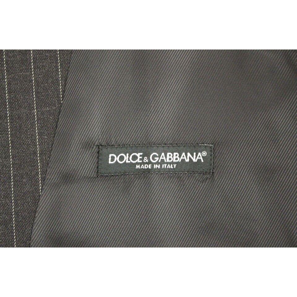 Dolce & Gabbana Elegant Gray Striped Dress Vest Dolce & Gabbana Dark Slate Gray