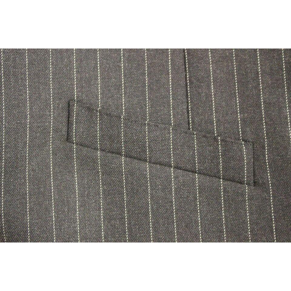 Dolce & Gabbana Elegant Gray Striped Dress Vest Dolce & Gabbana Dim Gray