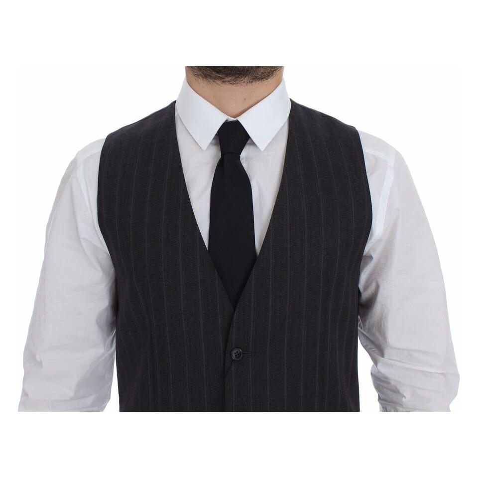 Dolce & Gabbana Elegant Striped Gray Dress Vest Dolce & Gabbana Dark Slate Gray