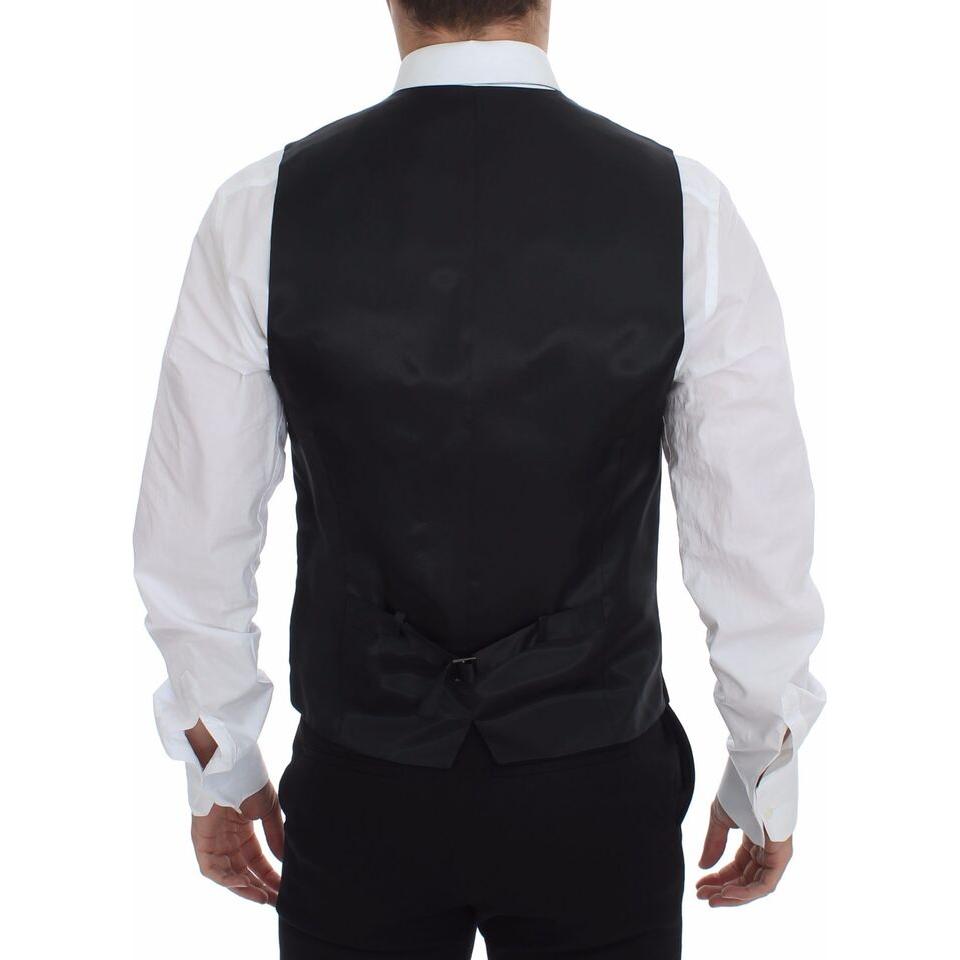 Dolce & Gabbana Elegant Striped Gray Dress Vest Dolce & Gabbana Black