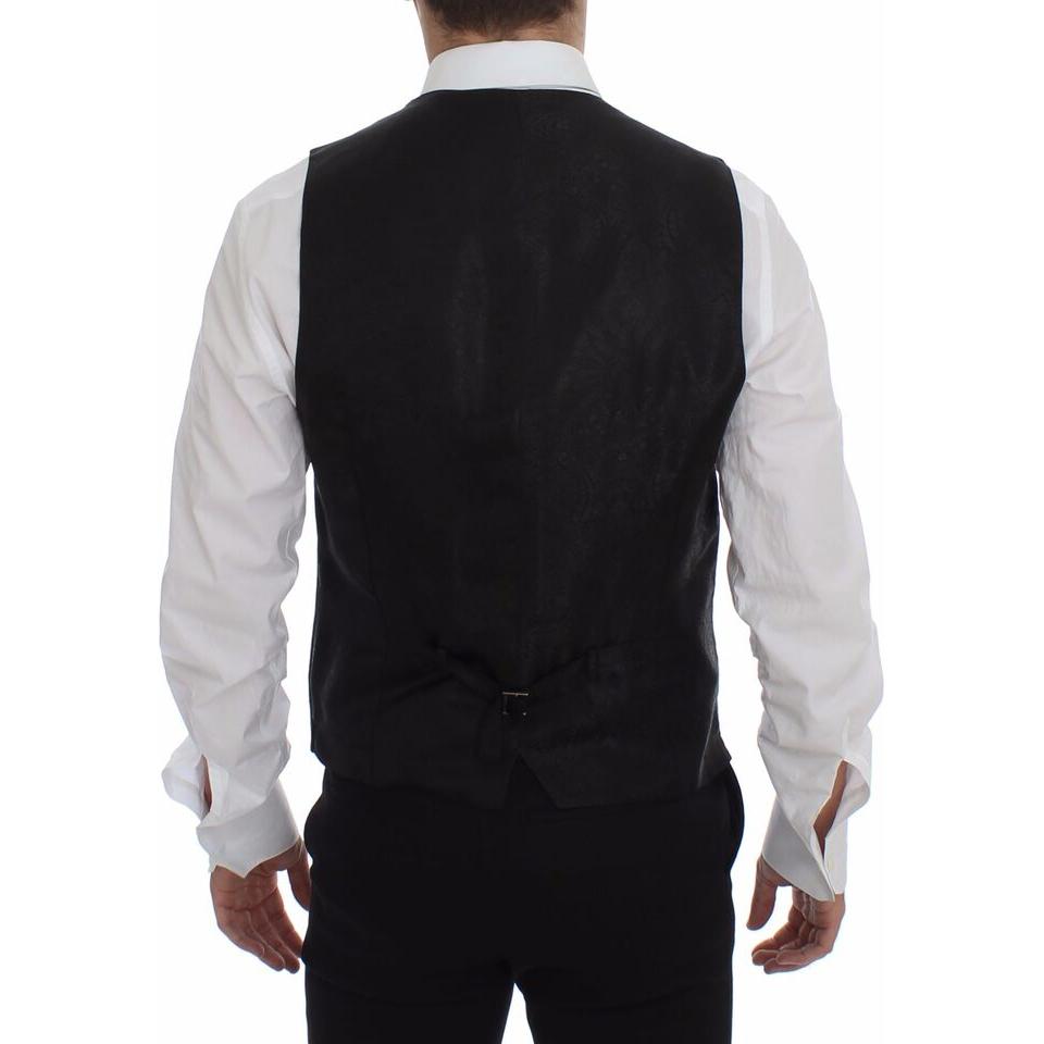 Dolce & Gabbana Elegant Black Striped Single Breasted Dress Vest Dolce & Gabbana Black