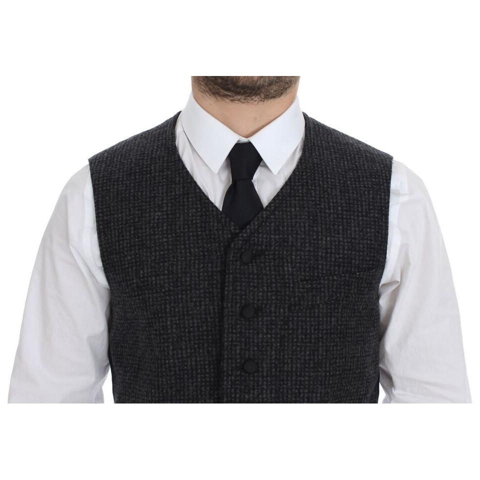 Dolce & Gabbana Elegant Gray Wool Blend Dress Vest Dolce & Gabbana Dark Slate Gray