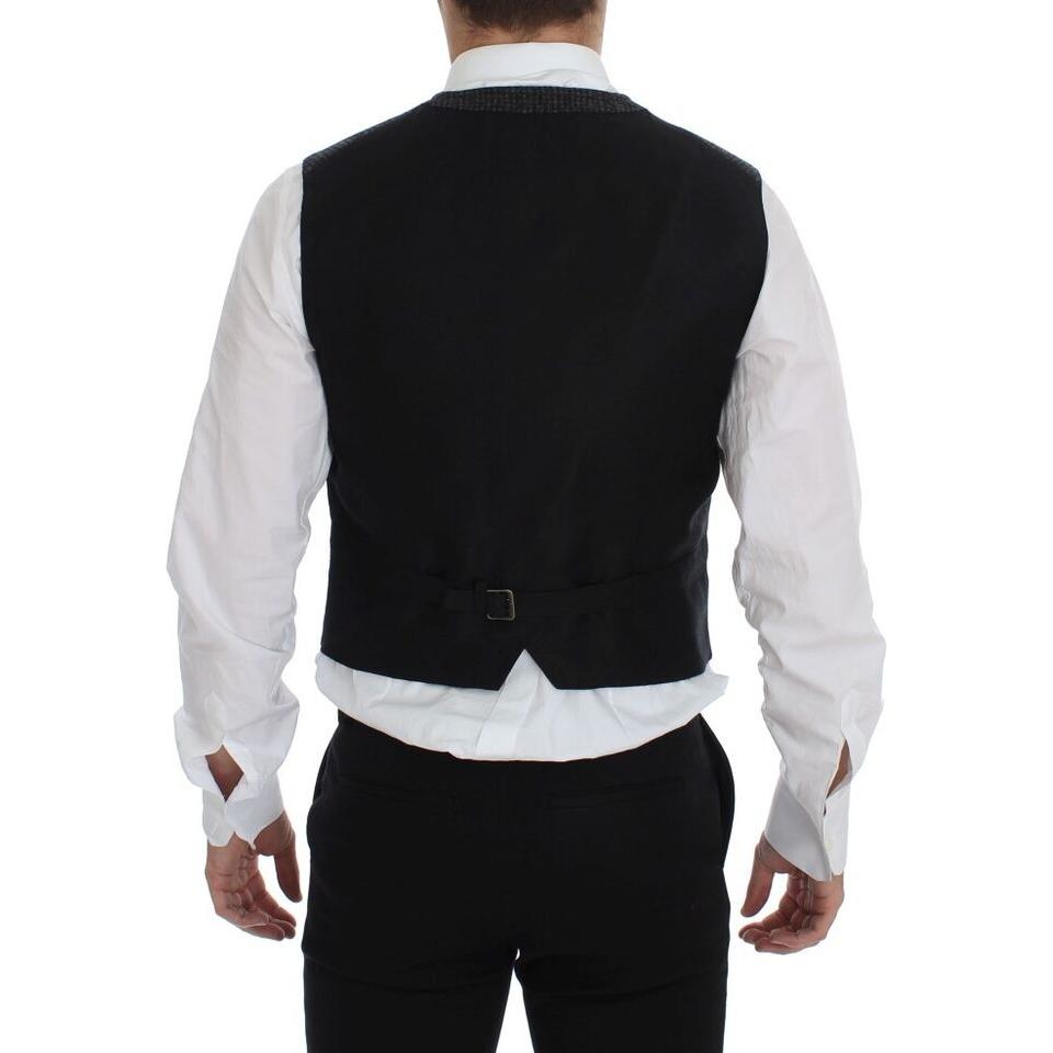 Dolce & Gabbana Elegant Gray Wool Blend Dress Vest Dolce & Gabbana Black