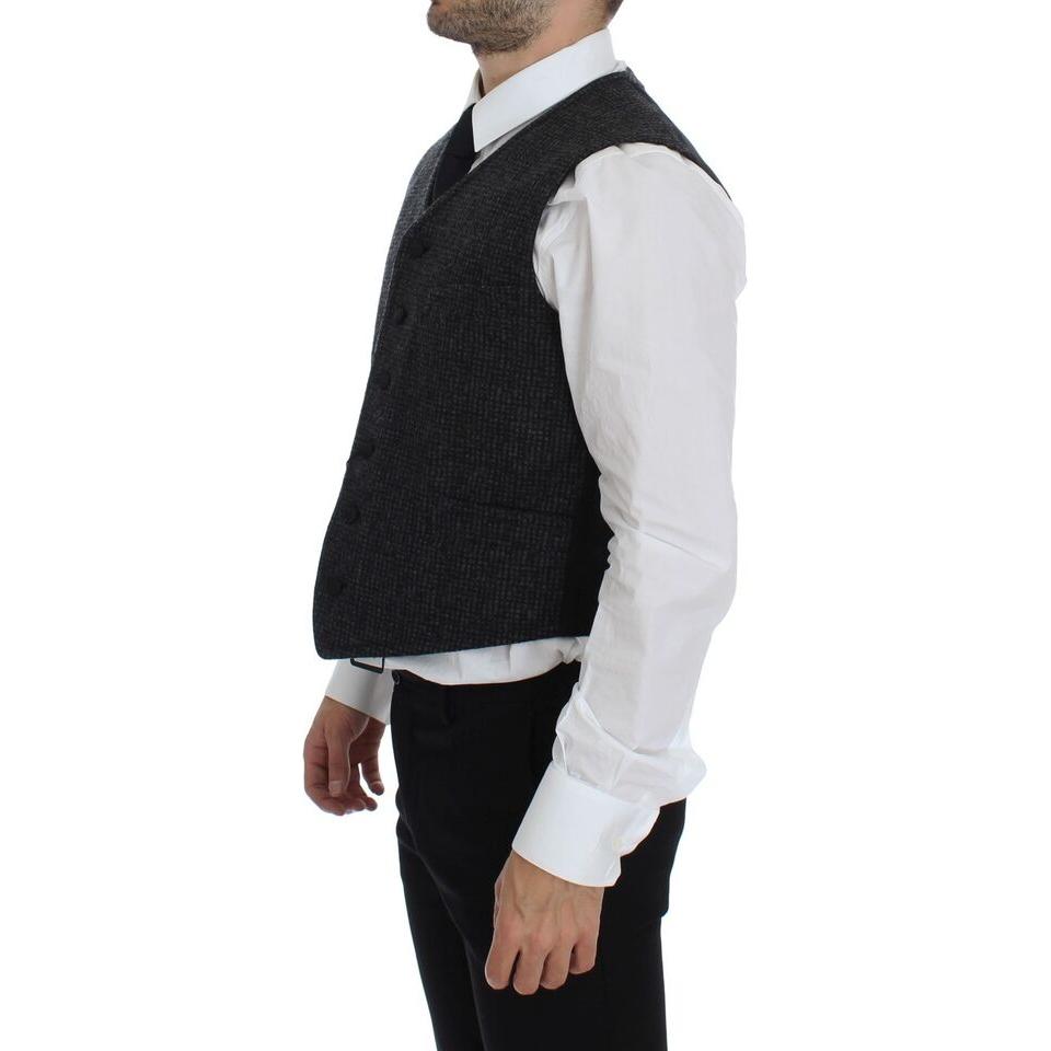 Dolce & Gabbana Elegant Gray Wool Blend Dress Vest Dolce & Gabbana Black