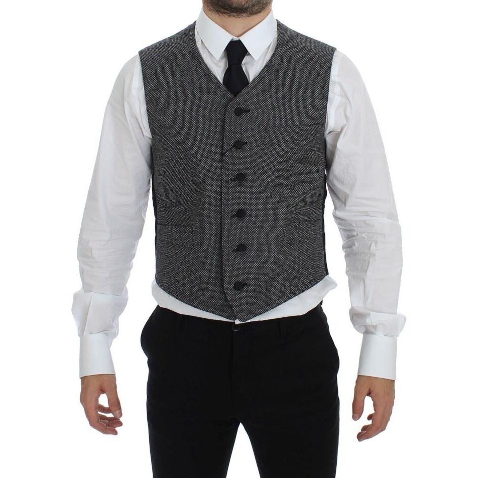 Dolce & Gabbana Elegant Single Breasted Gray Dress Vest Dolce & Gabbana Light Gray