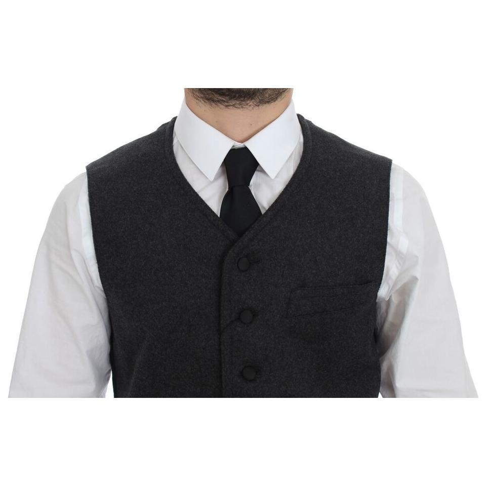 Dolce & Gabbana Elegant Gray Wool Blend Dress Vest Dolce & Gabbana Dark Slate Gray