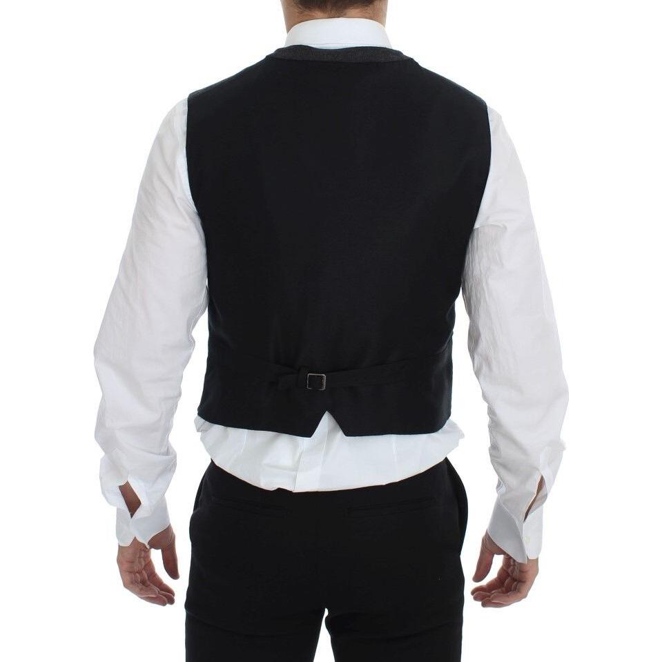 Dolce & Gabbana Elegant Gray Wool Blend Dress Vest Dolce & Gabbana Black