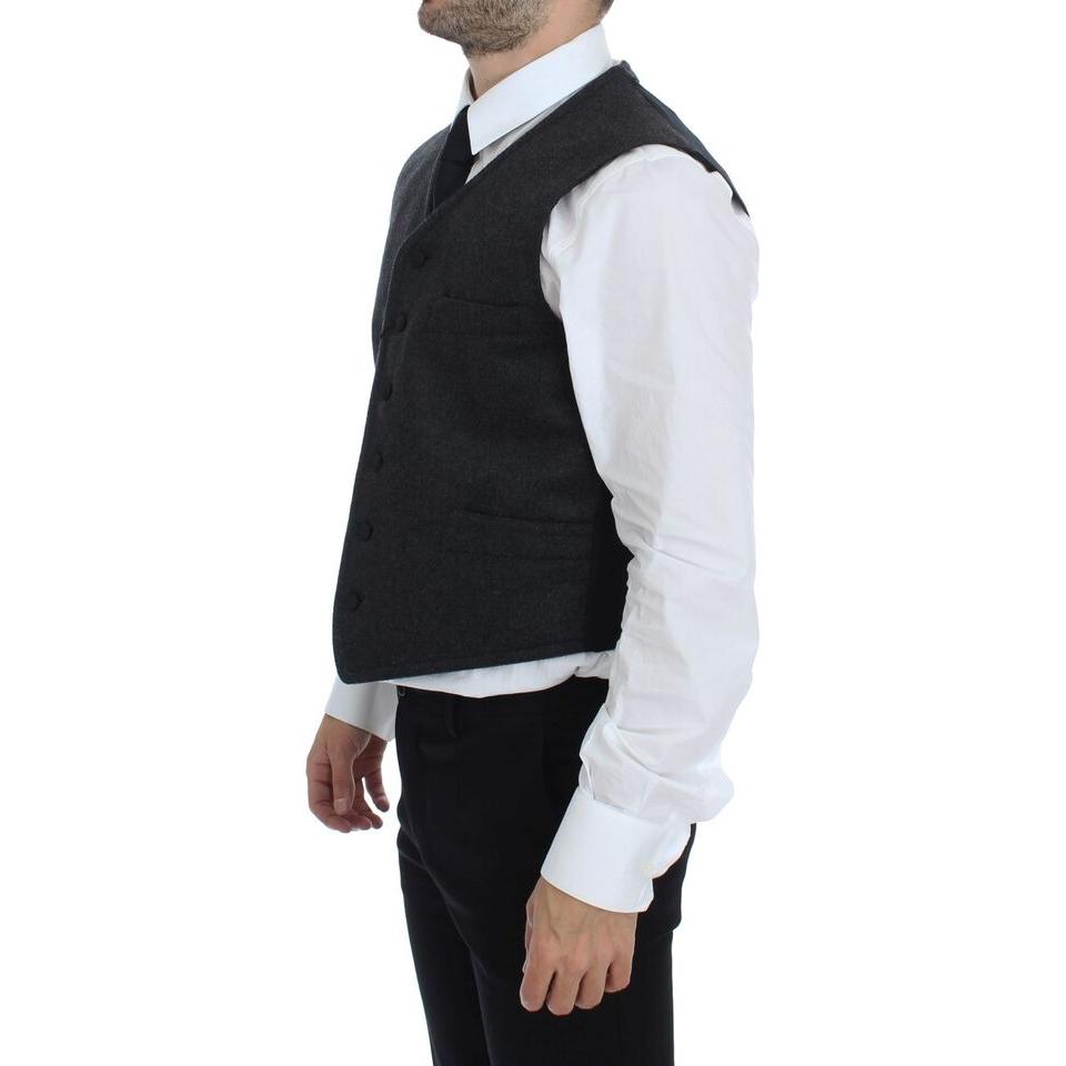 Dolce & Gabbana Elegant Gray Wool Blend Dress Vest Dolce & Gabbana Dark Slate Gray