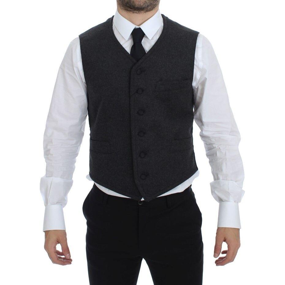Dolce & Gabbana Elegant Gray Wool Blend Dress Vest Dolce & Gabbana Black